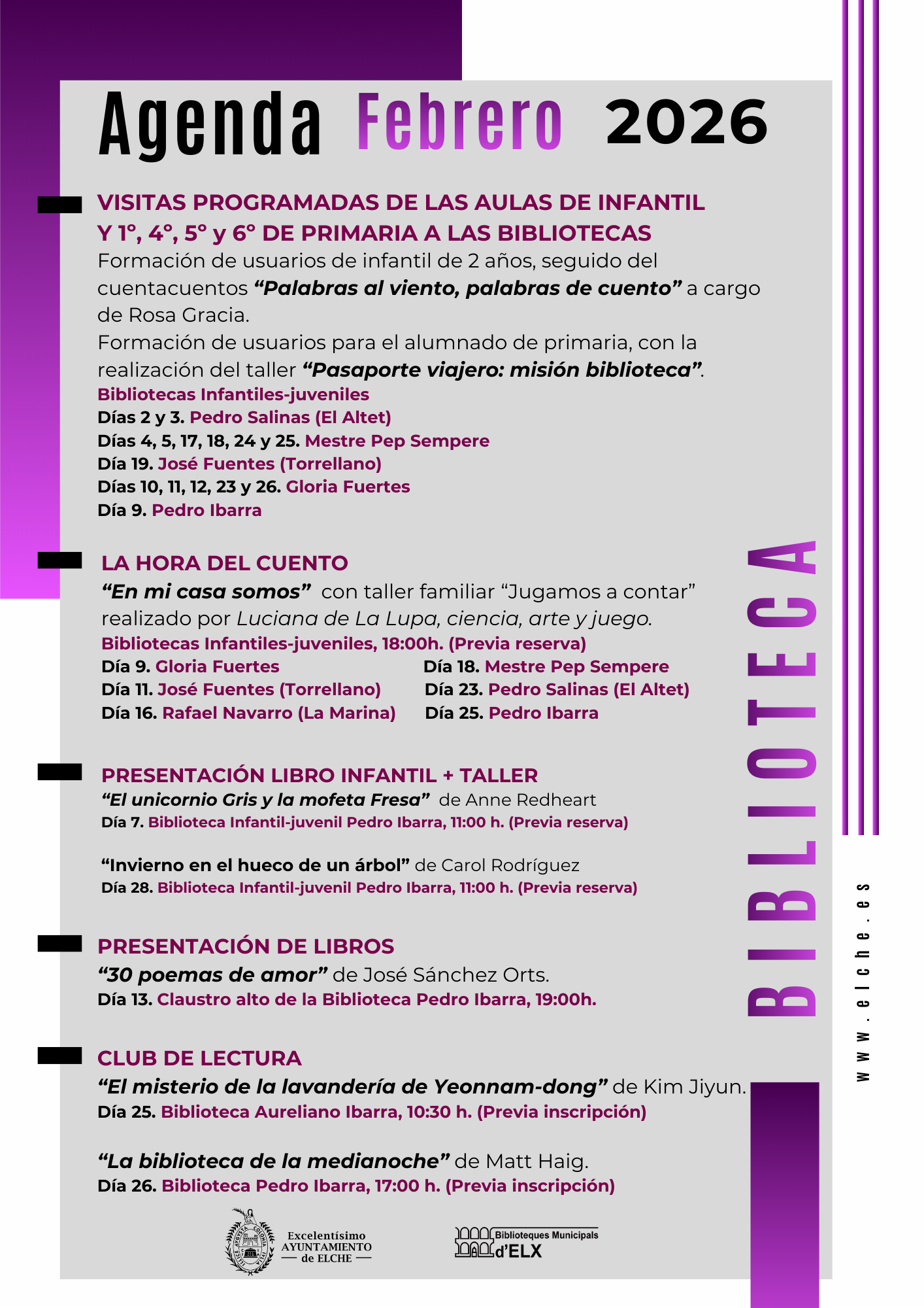 Programa de actividades para el mes de febrero en las bibliotecas ...